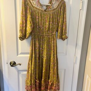 Free People Green and Pink Maxi Dress